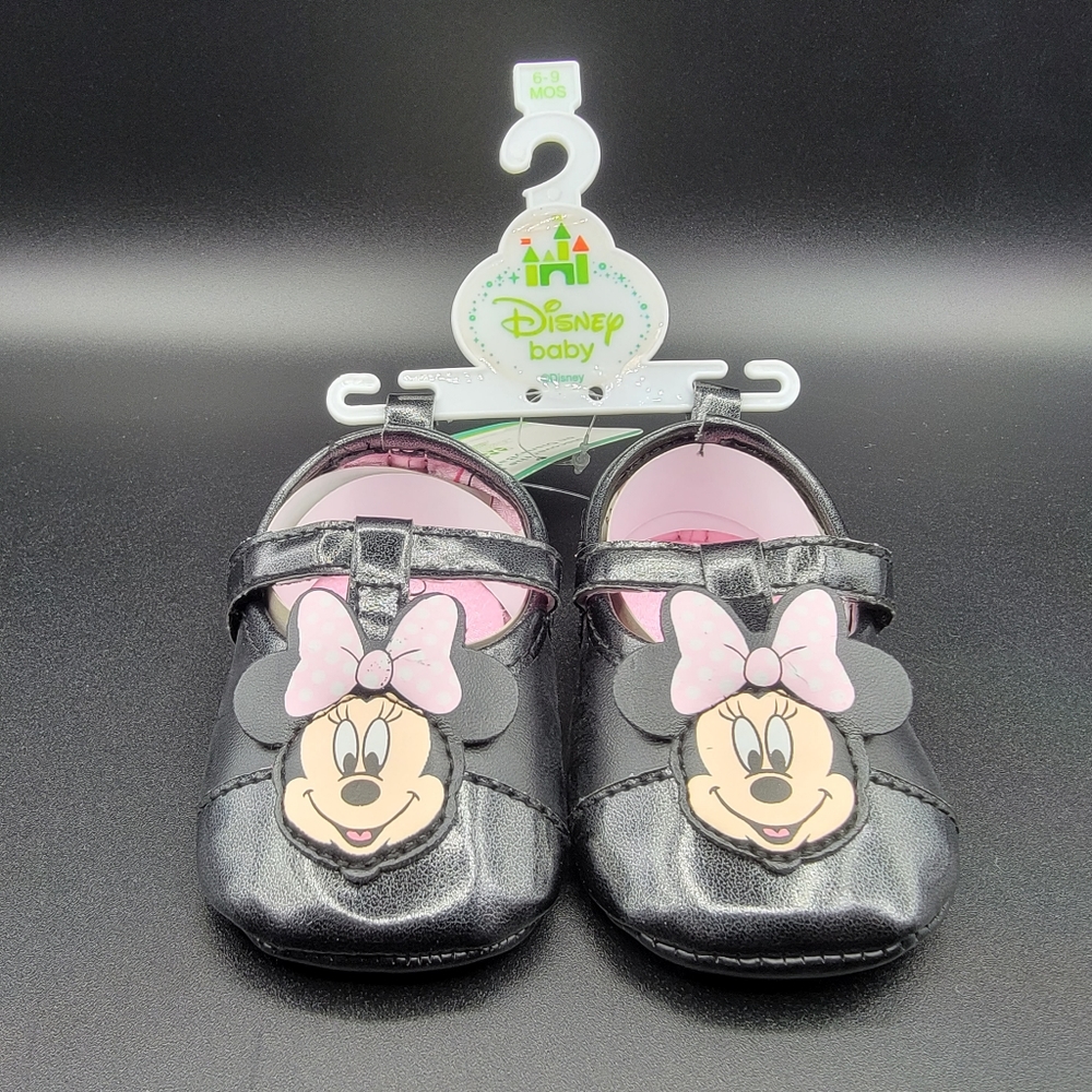 Minnie Mouse Infant Slip-On Black Pink Ballerina Dress Shoe Size 6-9 Months New